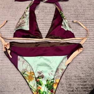 Vintage Jean Paul Gaultier Purple and Green Bikini Sz med